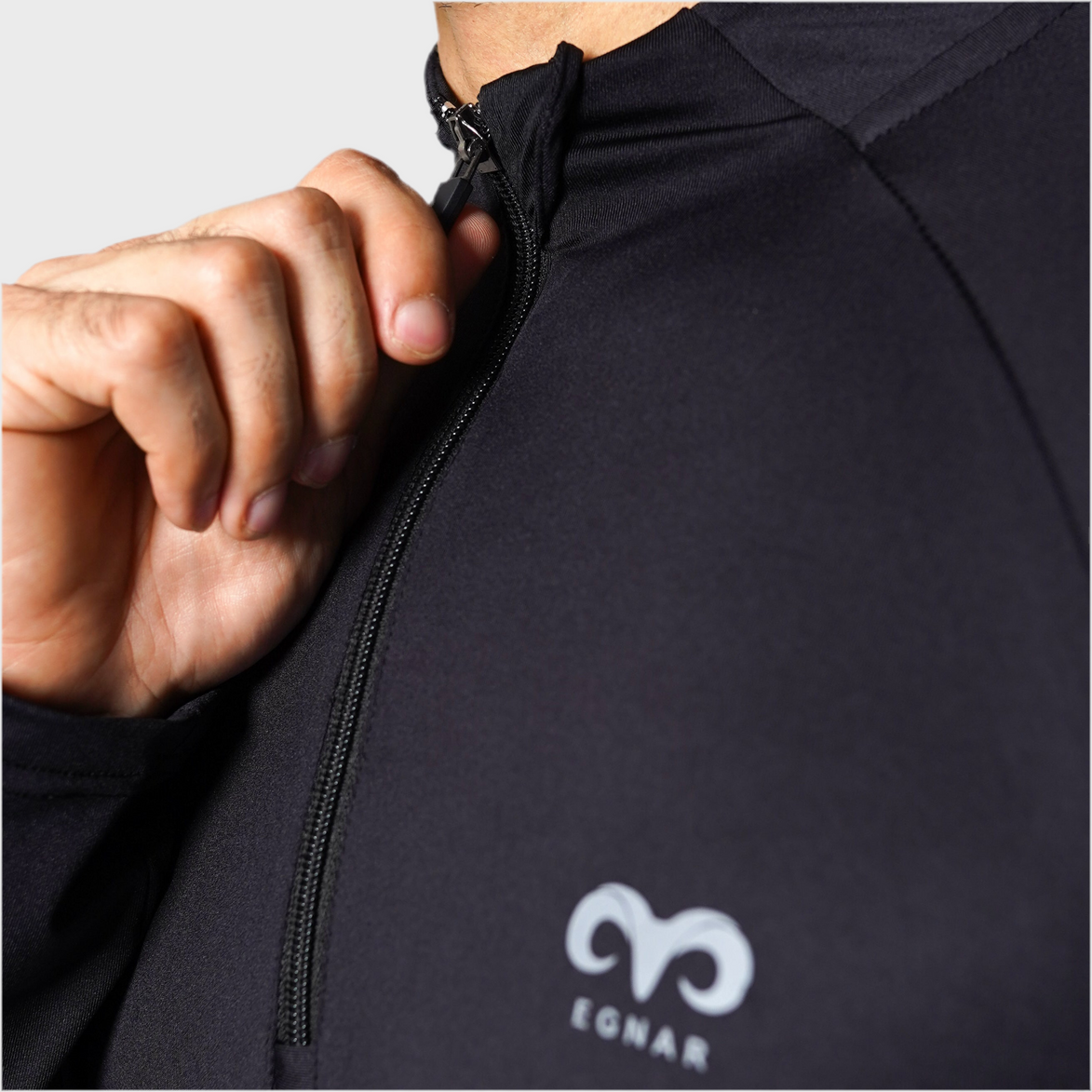 EGNAR CORE QUATER ZIP SHIRT- BLACK
