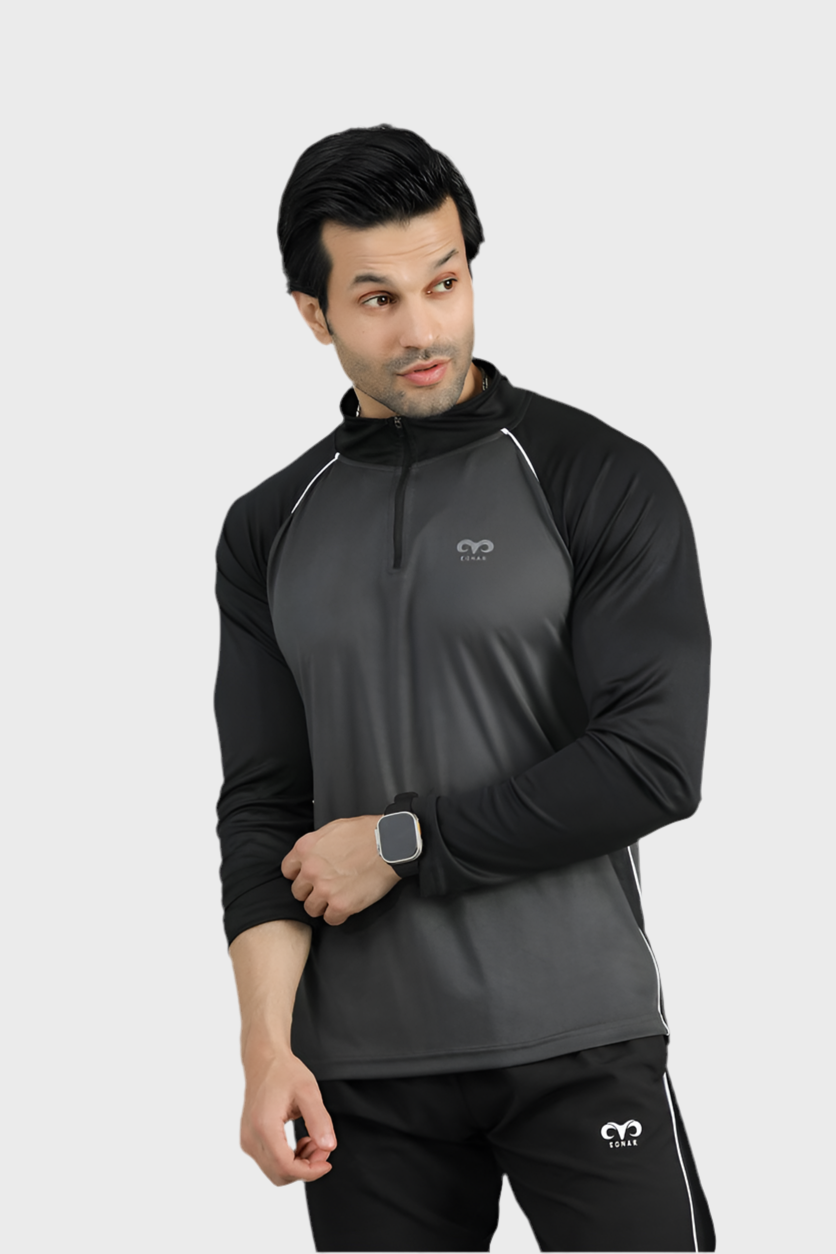 EGNAR CORE TRAINING ZIP UP SHIRT - SMOKE GREY