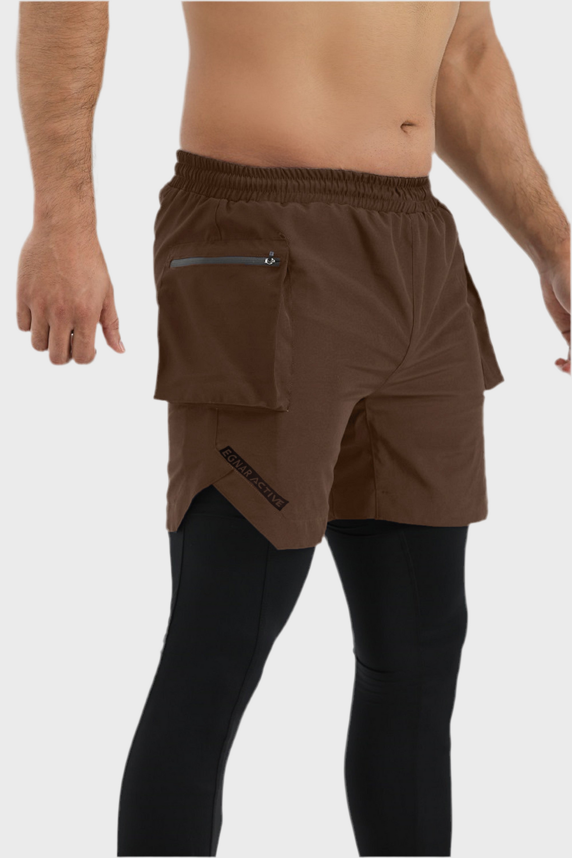 Tetra-Lite 5" Cargo 2-in-1 Legging Short– Brown