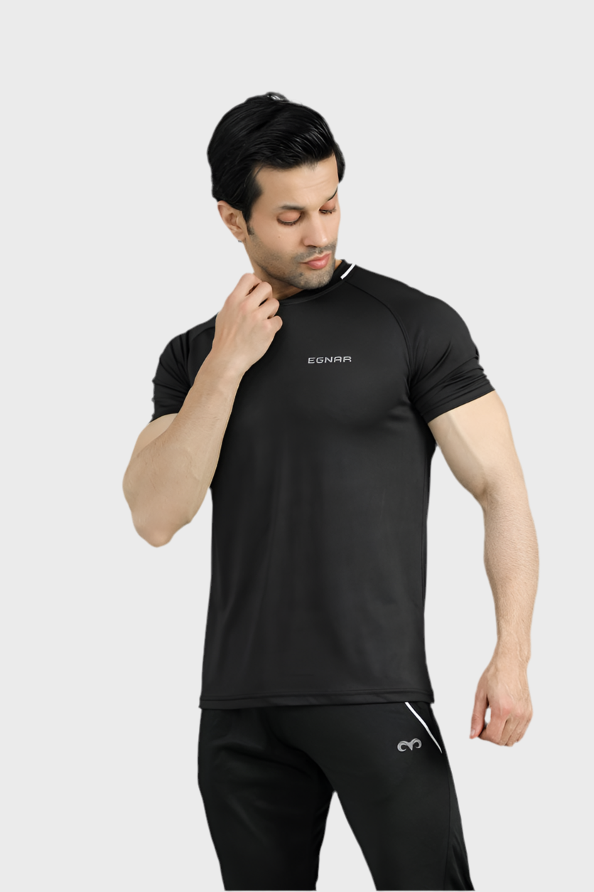 EGNAR ECLIPSE POLY PIPING T-SHIRT BLACK