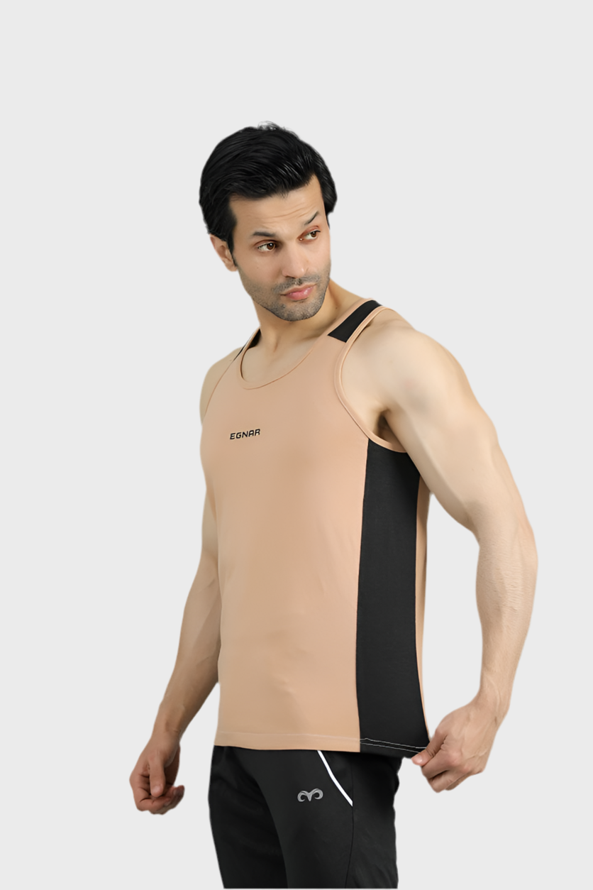 EGNAR ECLIPSE CUT TANK TOP - TAN