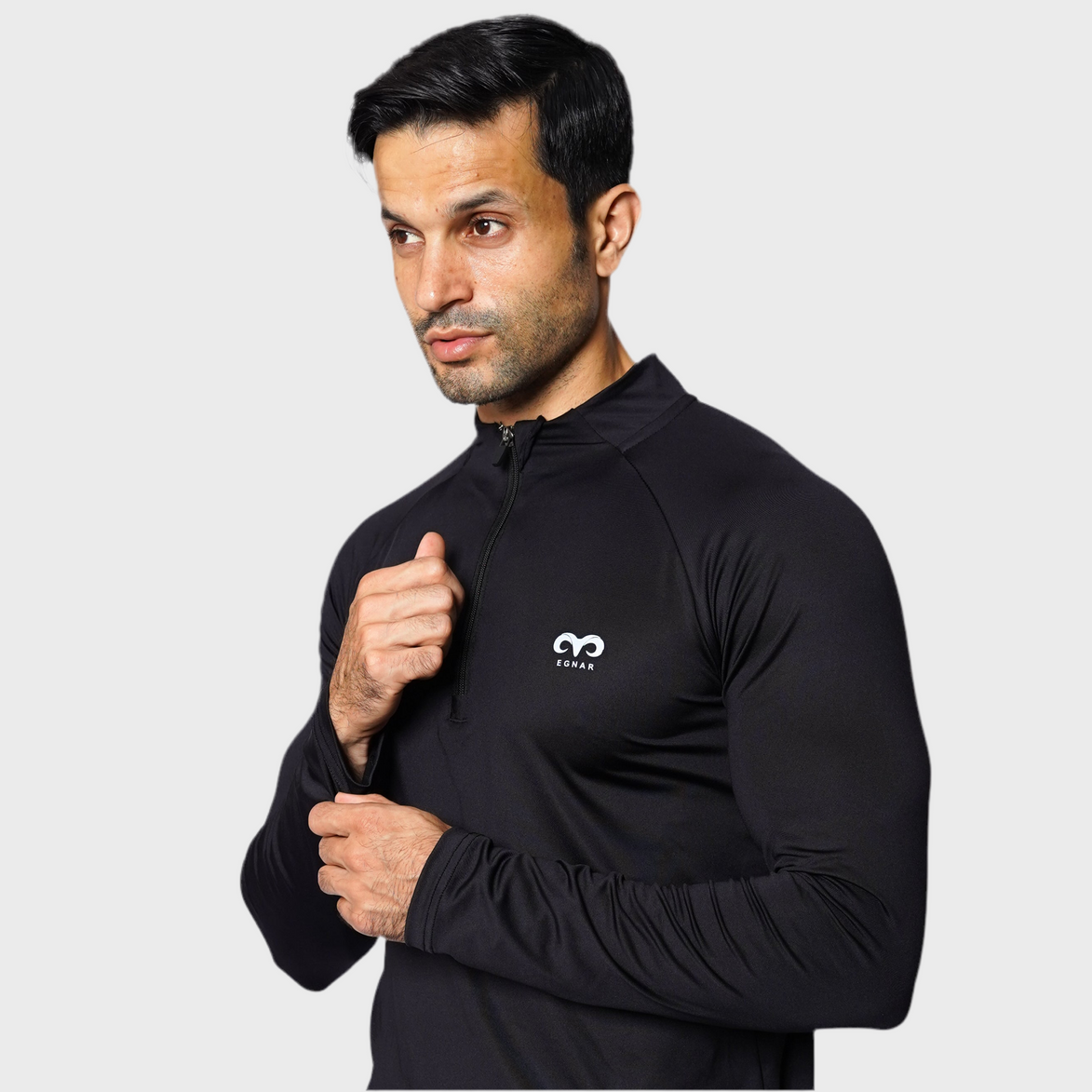 EGNAR CORE QUATER ZIP SHIRT- BLACK