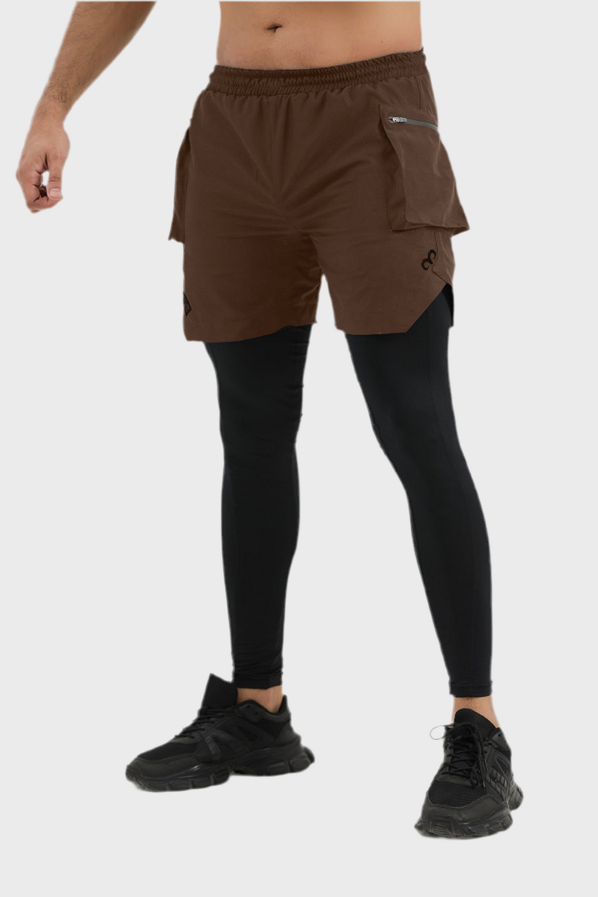 Tetra-Lite 5" Cargo 2-in-1 Legging Short– Brown