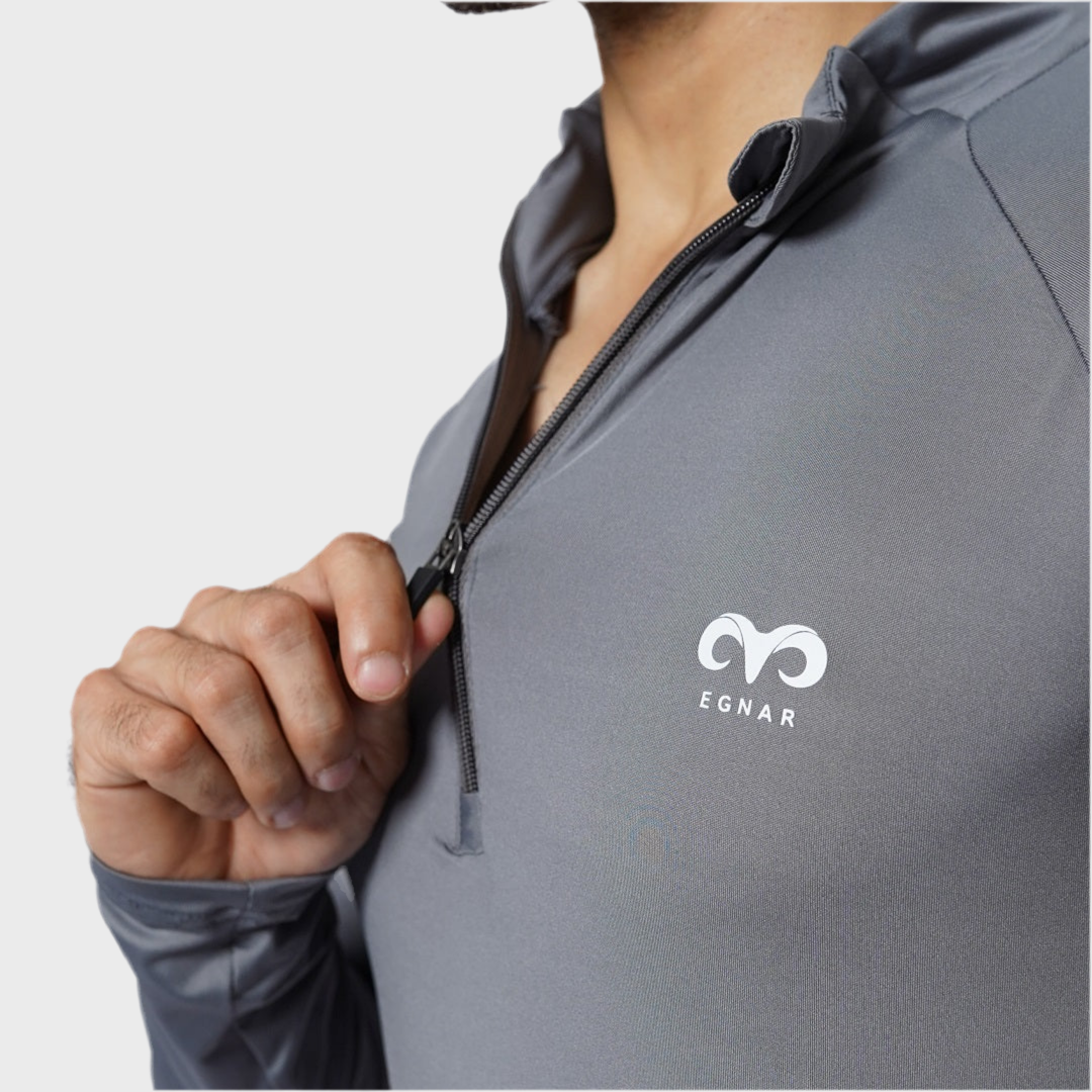 EGNAR CORE QUATER ZIP SHIRT- GREY