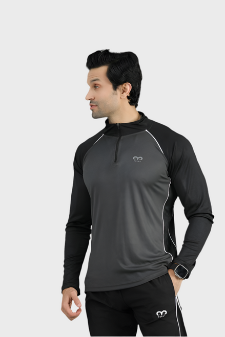 EGNAR CORE TRAINING ZIP UP SHIRT - SMOKE GREY