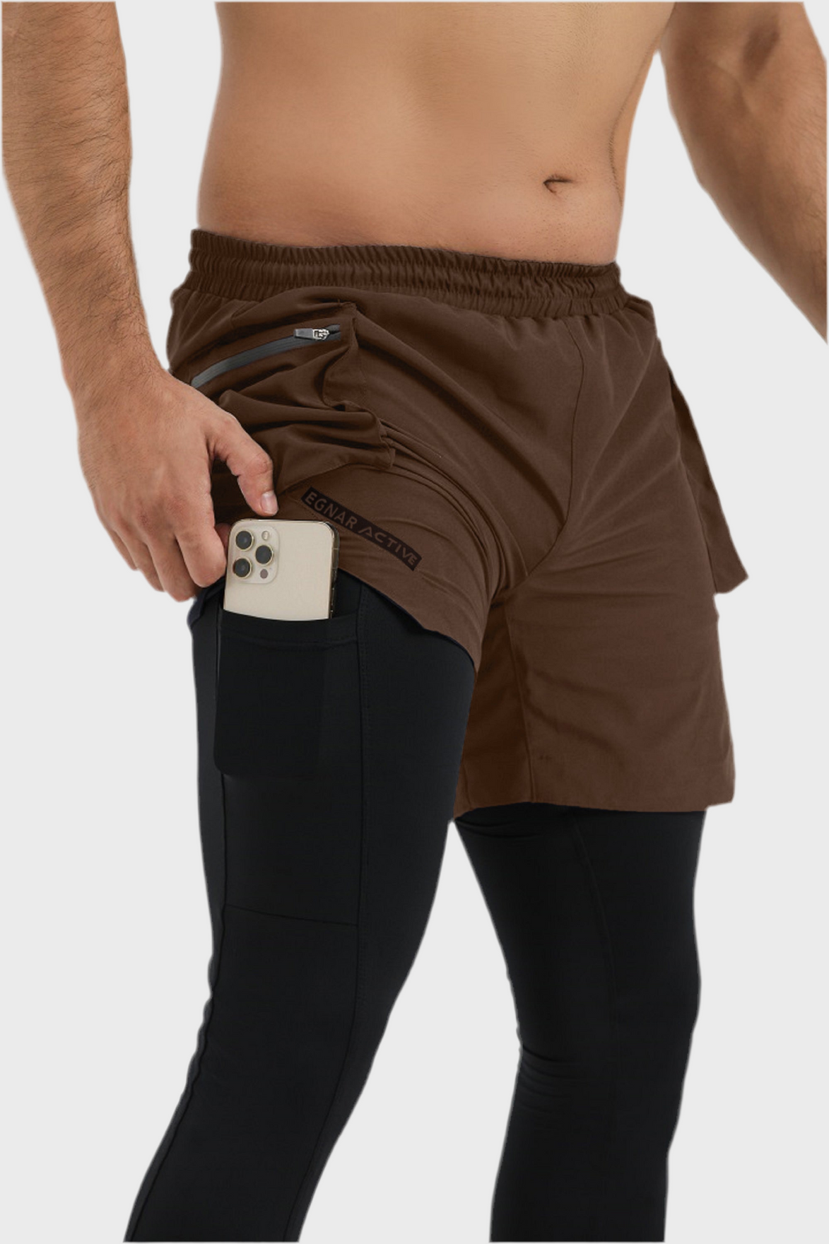 Tetra-Lite 5" Cargo 2-in-1 Legging Short– Brown