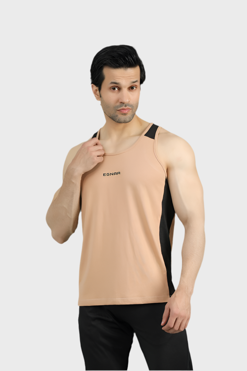 EGNAR ECLIPSE CUT TANK TOP - TAN