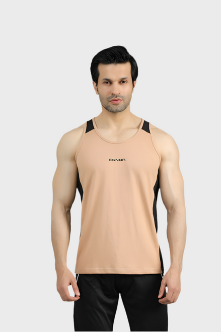 EGNAR ECLIPSE CUT TANK TOP - TAN
