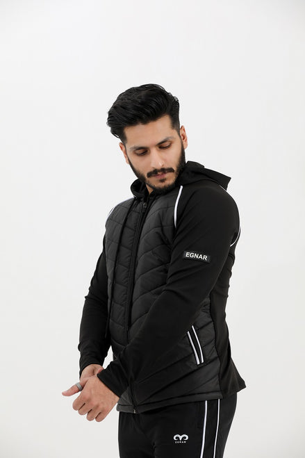 EGNAR QUILTED HYBRID JACKET-BLACK