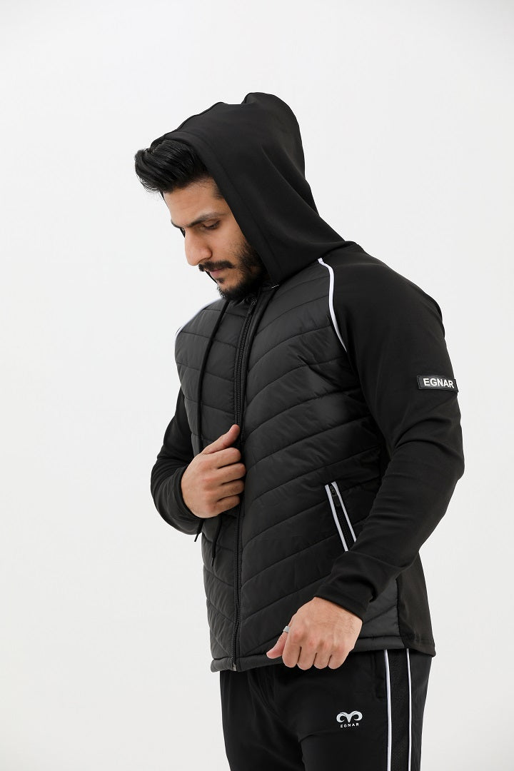 EGNAR QUILTED HYBRID JACKET-BLACK