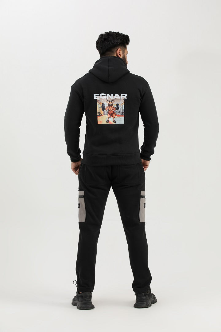 EGNAR ESSENTIAL ZIP UP HOODIE -BLACK