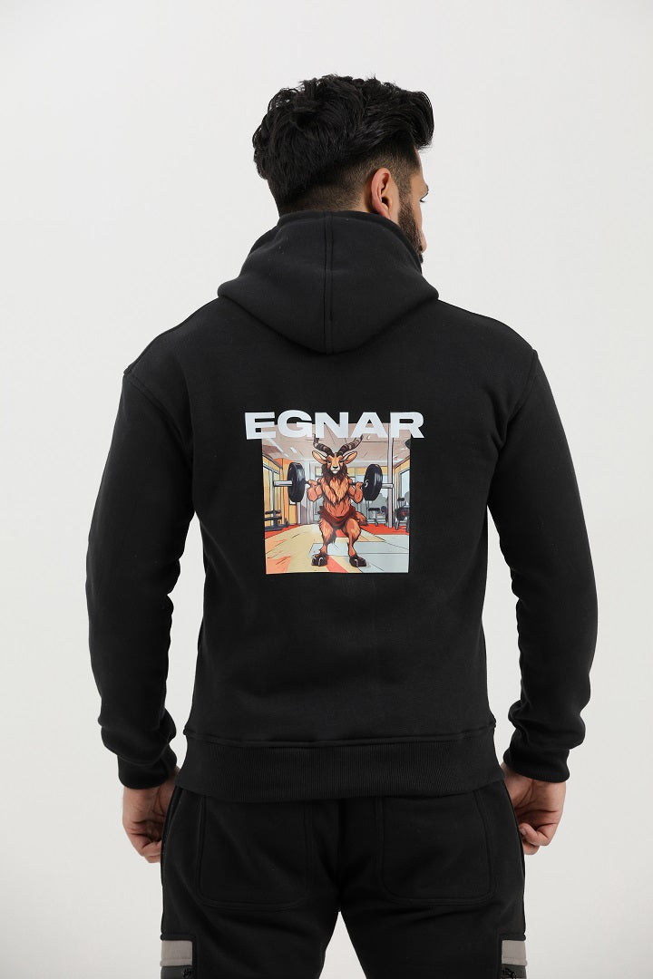 EGNAR ESSENTIAL ZIP UP HOODIE -BLACK