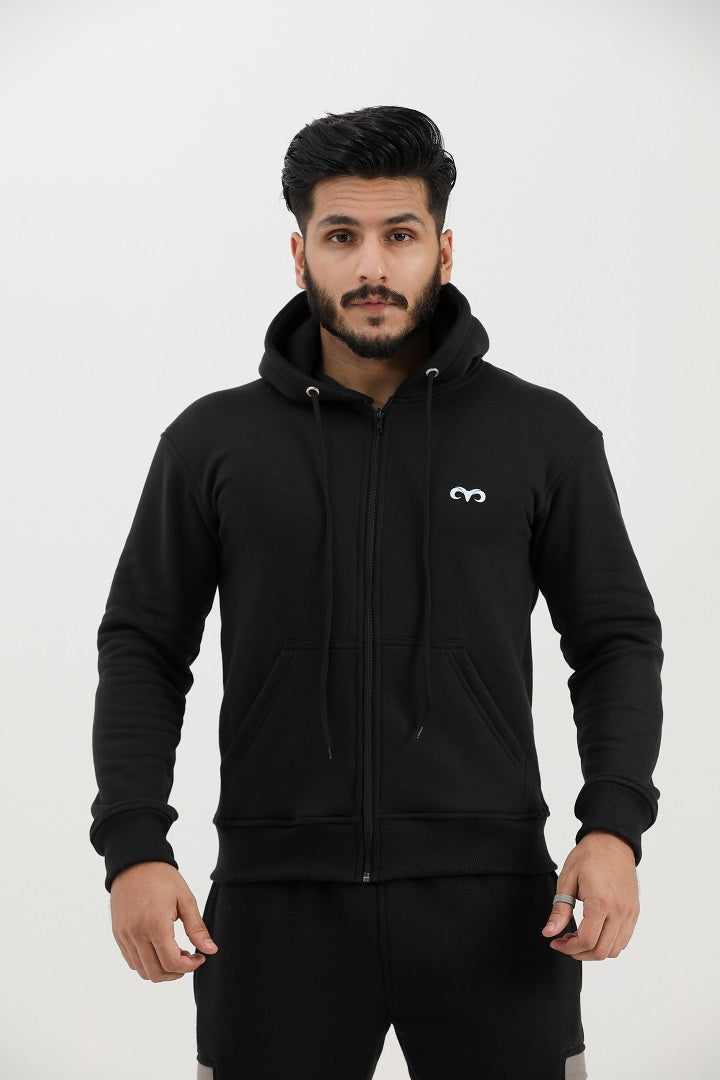 EGNAR ESSENTIAL ZIP UP HOODIE -BLACK