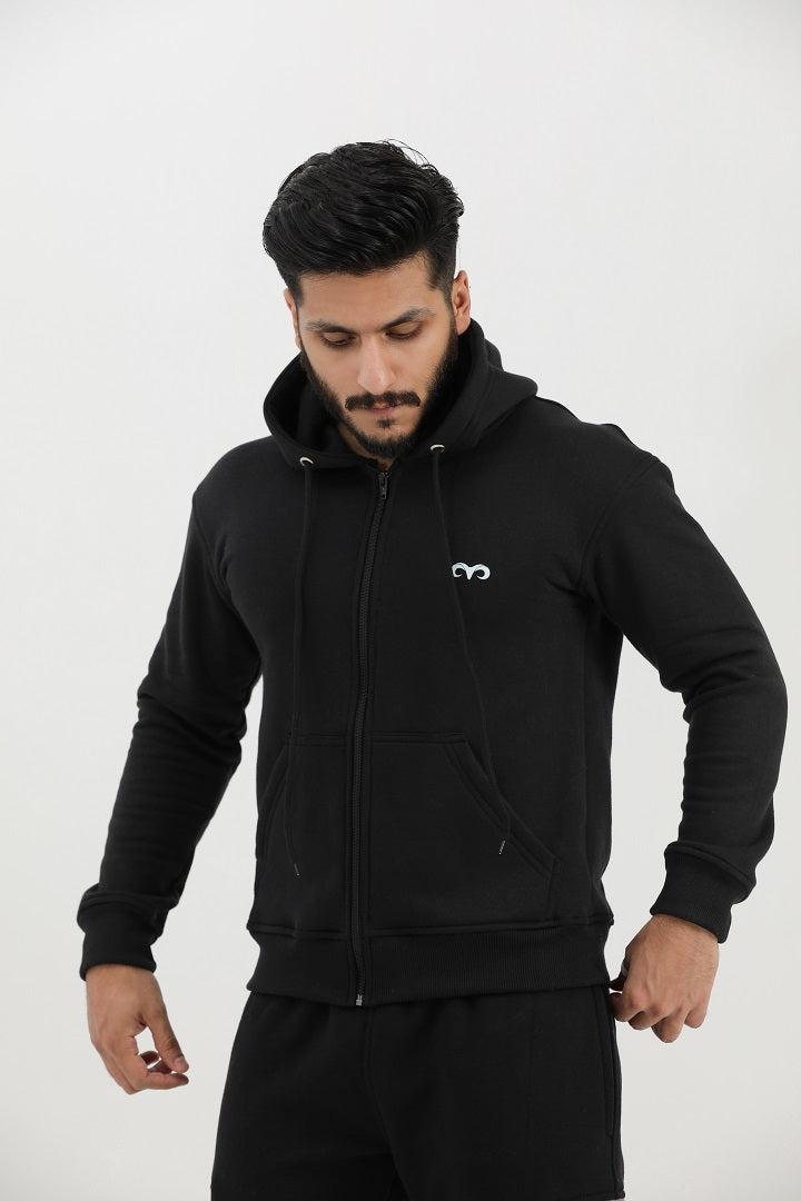 EGNAR ESSENTIAL ZIP UP HOODIE -BLACK