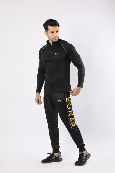 Egnar Men's Gym T-Shirt - Full Sleeves Black Yellow