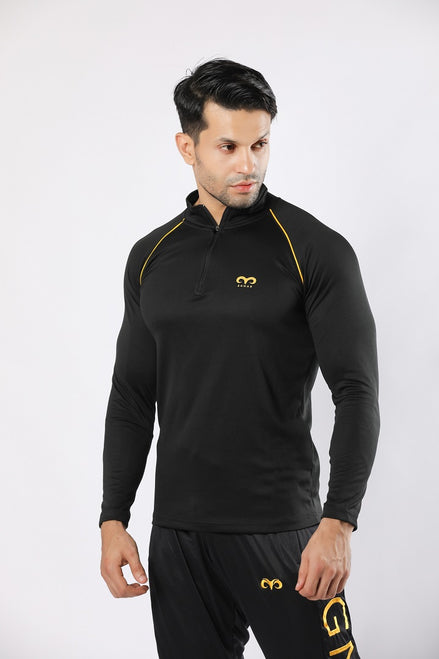 Egnar Men's Gym T-Shirt - Full Sleeves Black Yellow