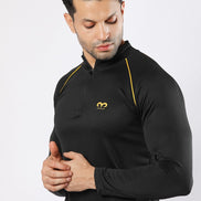 Egnar Men's Gym T-Shirt - Full Sleeves Black Yellow