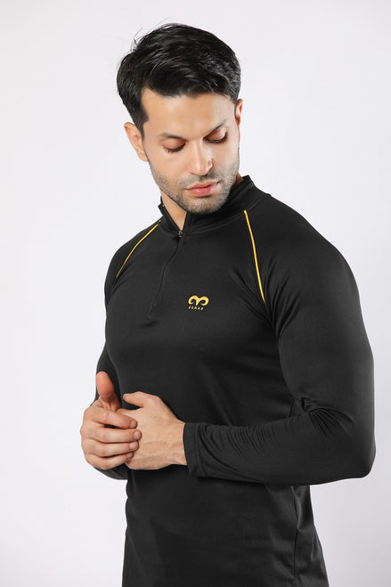 Egnar Men's Gym T-Shirt - Full Sleeves Black Yellow